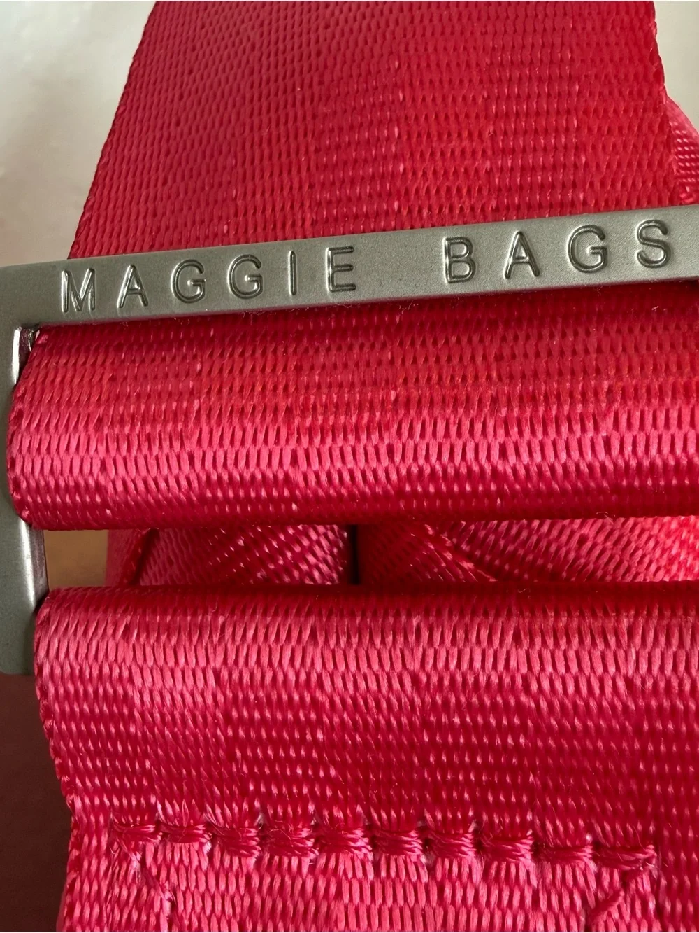 Maggie Bags Seatbelt Laptop Messenger Bag Deep Pink Woven Work Bag Travel Tote